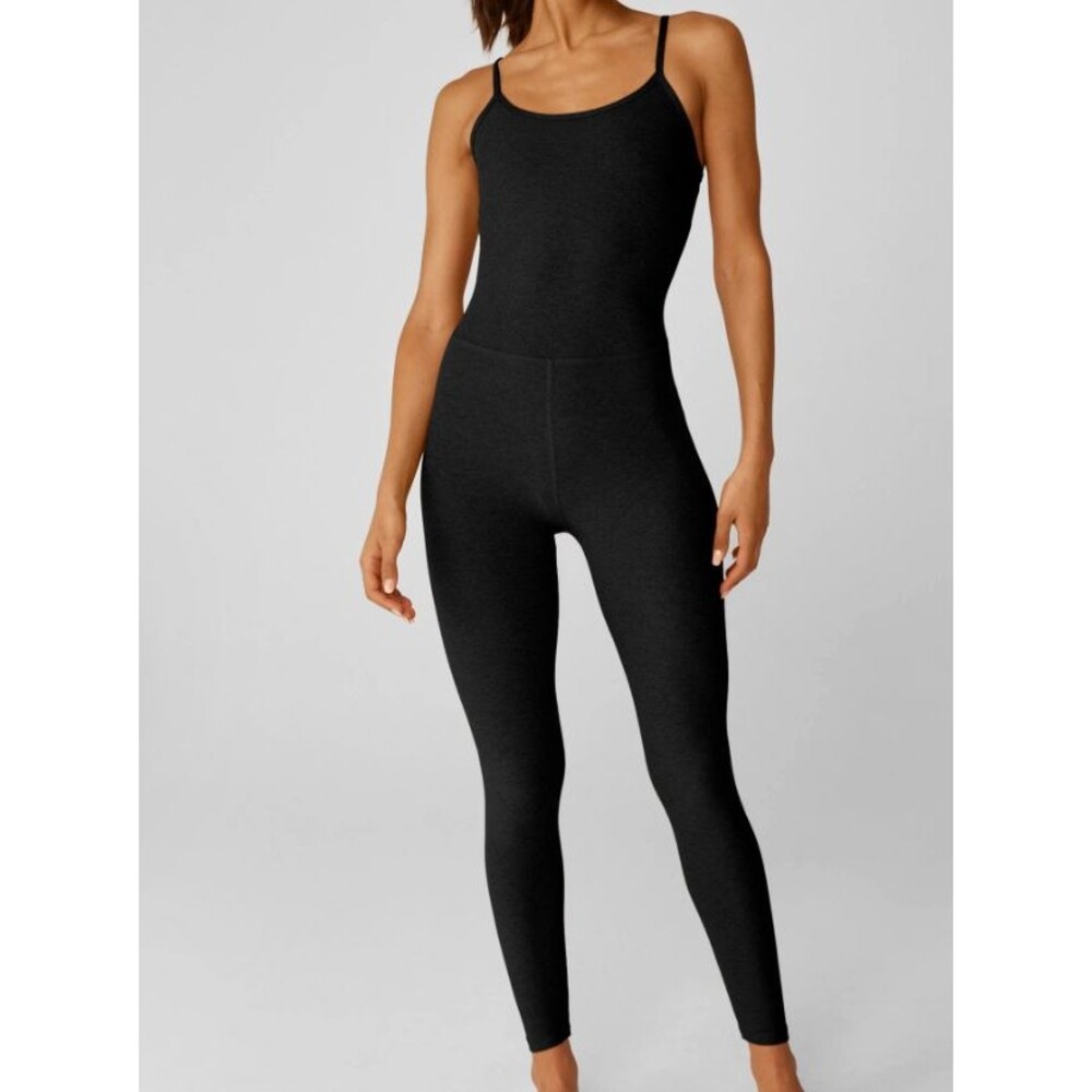 Beyond Yoga Women's Spacedye Uplevel Jumpsuit Darkest Night Small 4 Way Stretch